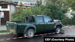 Военное авто из Николаева, пострадавшее от поджигателей